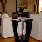 DK OAK AND GLASS SIDETABLE