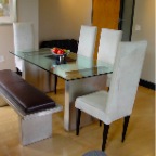 STAINLESS & GLASS DINING SET