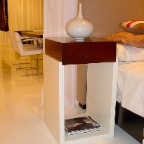 IVORY AND MAHOGANY NITE STAND